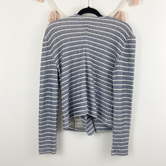 Lou & Grey Blue White tweed zip moto jacket Sz S - Picture 3 of 11